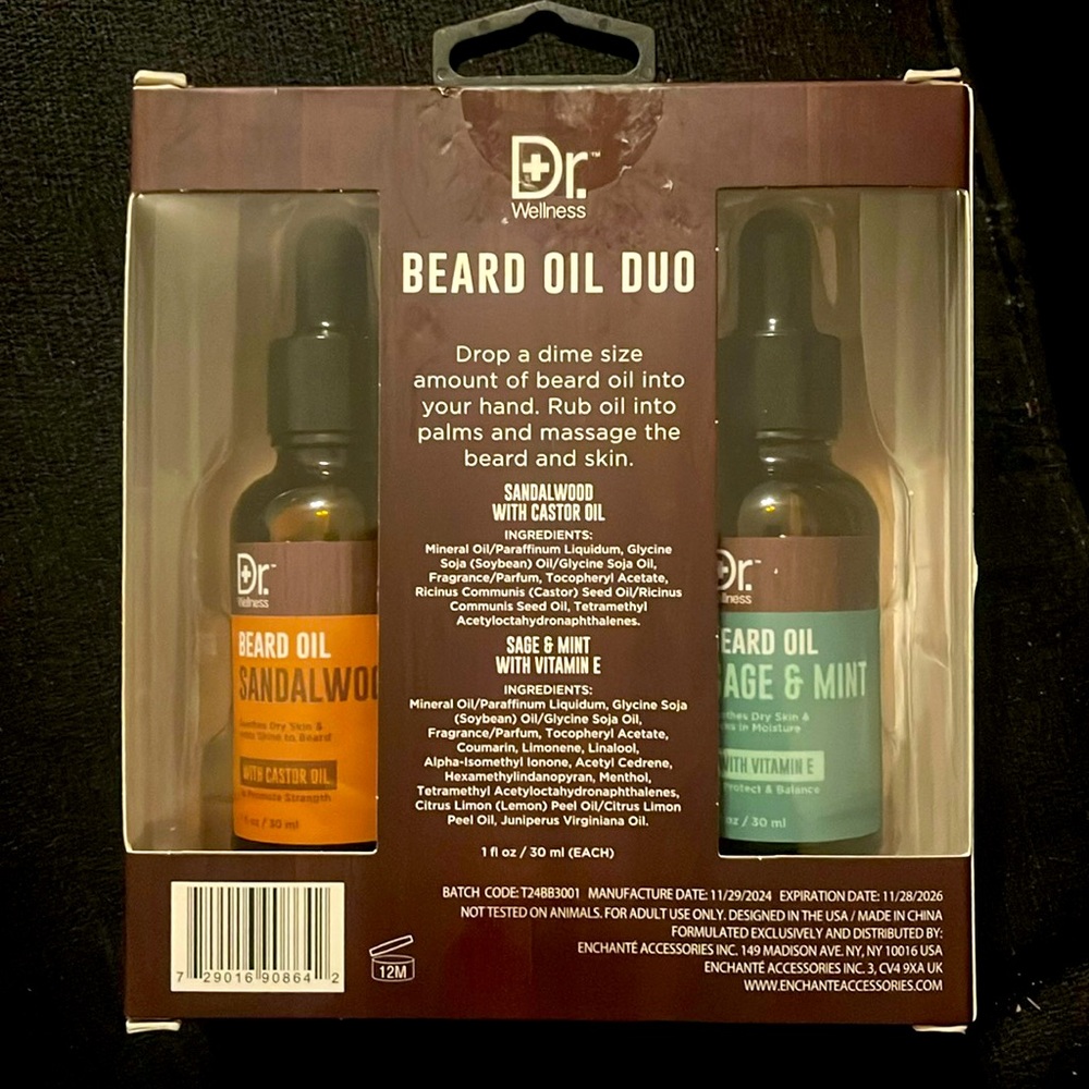 🤎 Dr. Wellness Beard Oil Duo with Castrol Oil & Vitamin E 🤎 NWT